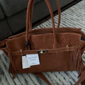 Marlon Brown Suede Women's Bag guenuine leather made in Italy